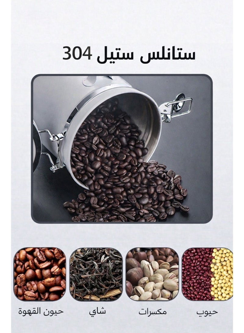 Squarecircle 1.8L Airtight Coffee Canister Stainless Steel with Date Tracker, One-Way CO2 Valve & Scoop, Large Capacity Storage for Coffee Beans & Grounds, Black - Image 2